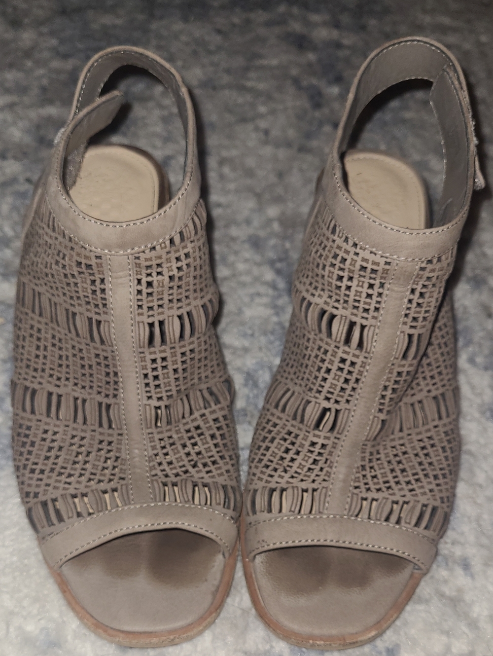 Vince Camuto Taupe Woven Peep-Toe Slingback Sandals